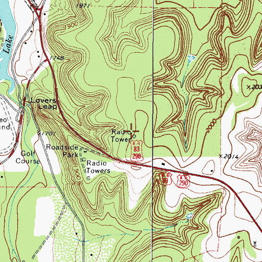 Topographic Map of KLFO-FM (Junction), TX