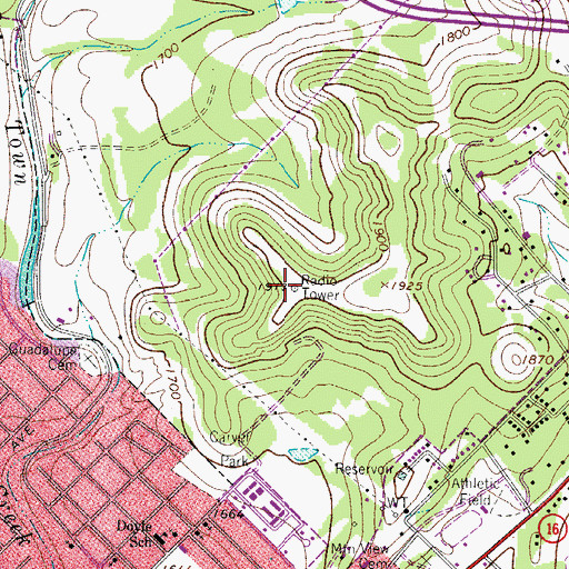 Topographic Map of KRVL-FM (Kerrville), TX