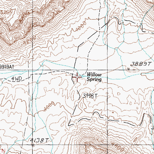 Topographic Map of Willow Spring, AZ