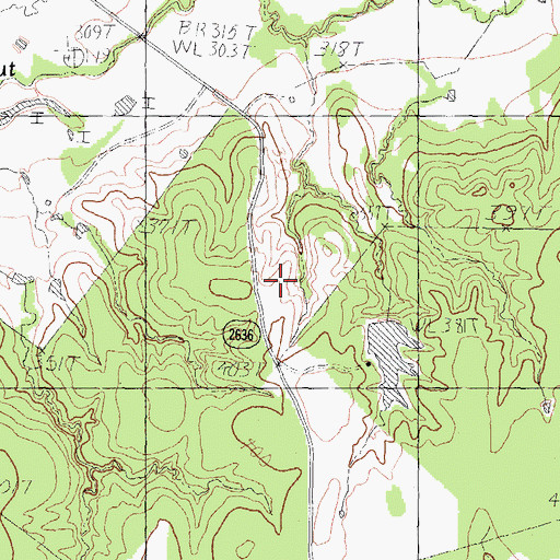 Topographic Map of KCKL-FM (Malakoff), TX