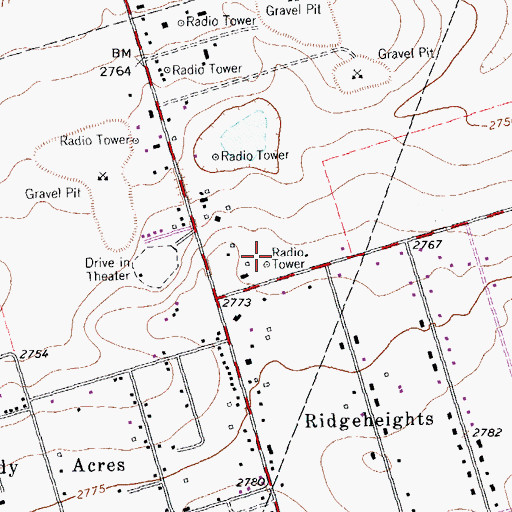 Topographic Map of KBAT-FM (Midland), TX