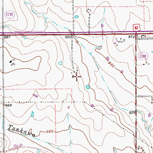 Topographic Map of KXGM-FM (Muenster), TX