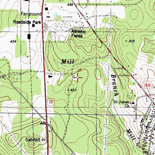 Topographic Map of KSAU-FM (Nacogdoches), TX