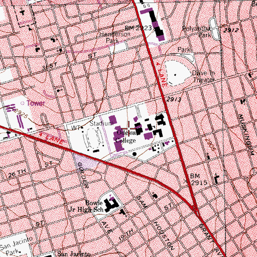 Topographic Map of KOCV-FM (Odessa), TX