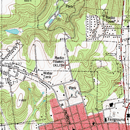 Topographic Map of KLIS-FM (Palestine), TX