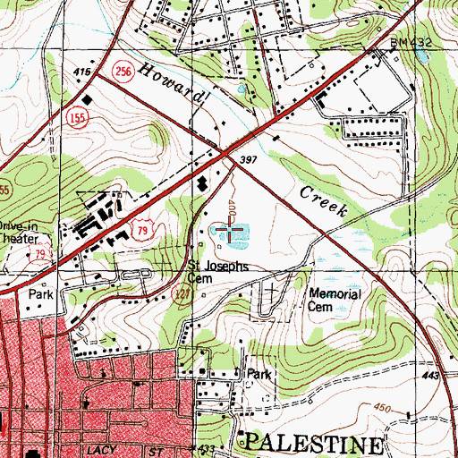 Topographic Map of KYYK-FM (Palestine), TX