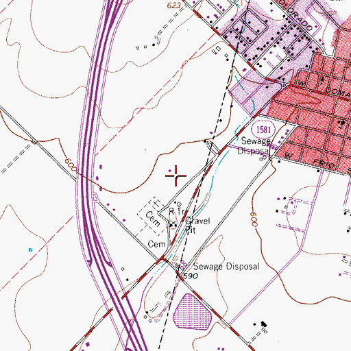 Topographic Map of KVWG-FM (Pearsall), TX