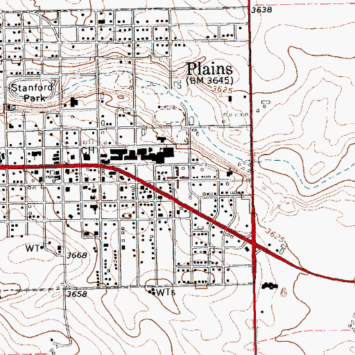 Topographic Map of KPLN-FM (Plains), TX