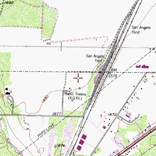 Topographic Map of KGKL-FM (San Angelo), TX