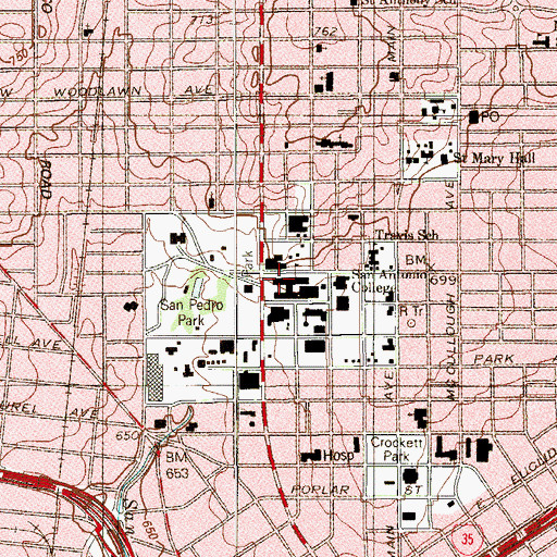 Topographic Map of KSYM-FM (San Antonio), TX