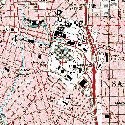 Topographic Map of KTFM-FM (San Antonio), TX