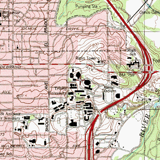 Topographic Map of KRTU-FM (San Antonio), TX