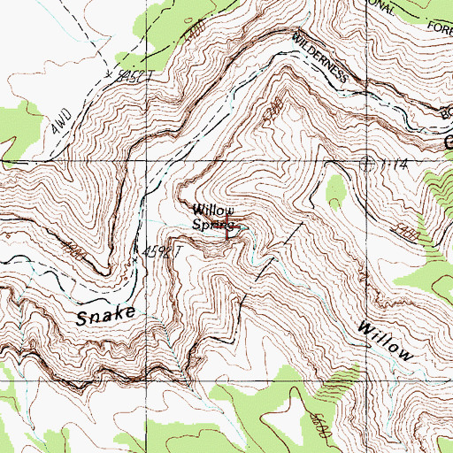 Topographic Map of Willow Spring, AZ