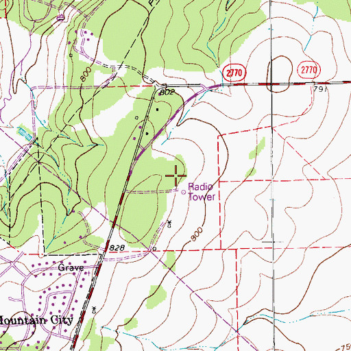 Topographic Map of KEYI-FM (San Marcos), TX