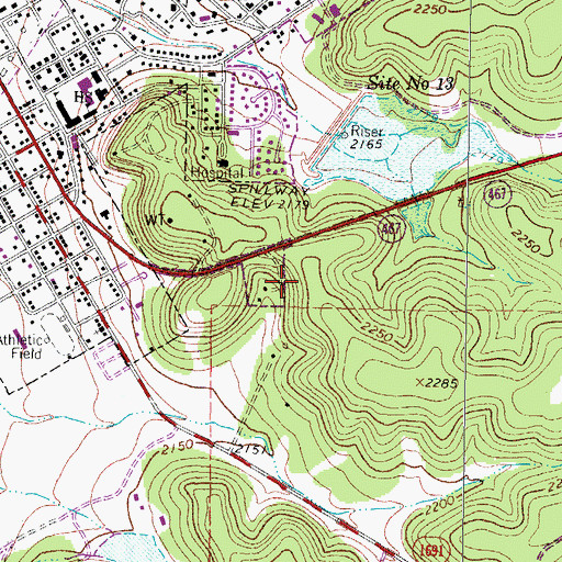 Topographic Map of KHOS-FM (Sonora), TX