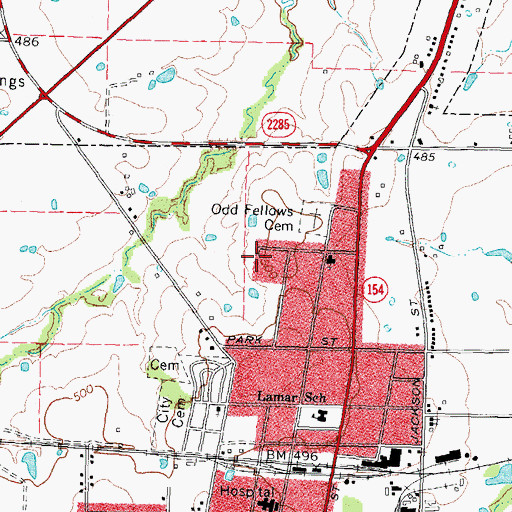 Topographic Map of KDXE-FM (Sulphur Springs), TX