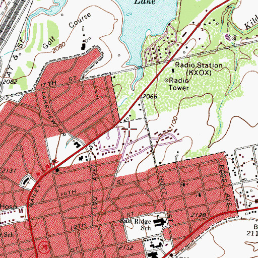 Topographic Map of KXOX-FM (Sweetwater), TX