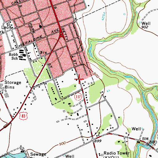 Topographic Map of KLXQ-FM (Uvalde), TX