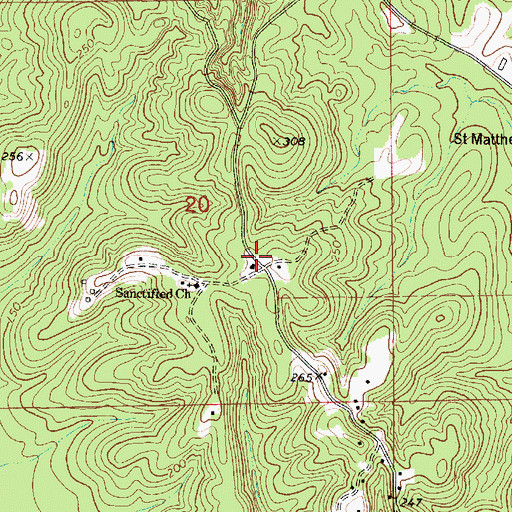 Topographic Map of Twilleys Store (historical), AL