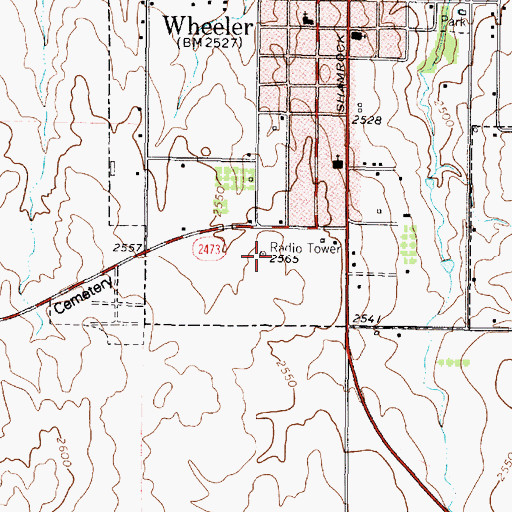 Topographic Map of KPDR-FM (Wheeler), TX