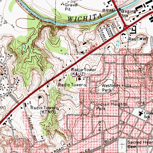 Topographic Map of KNIN-FM (Wichita Falls), TX