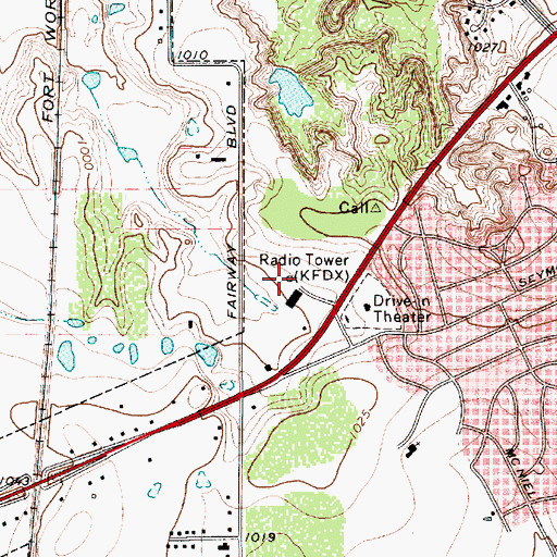 Topographic Map of KTLT-FM (Wichita Falls), TX