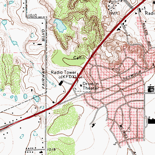Topographic Map of KCRN-FM (Wichita Falls), TX
