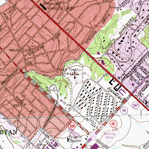 Topographic Map of KAMU-TV (College Station), TX