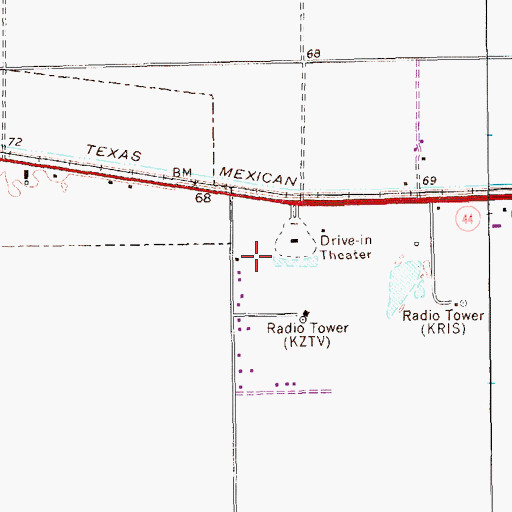 Topographic Map of KZTV-TV (Corpus Christi), TX