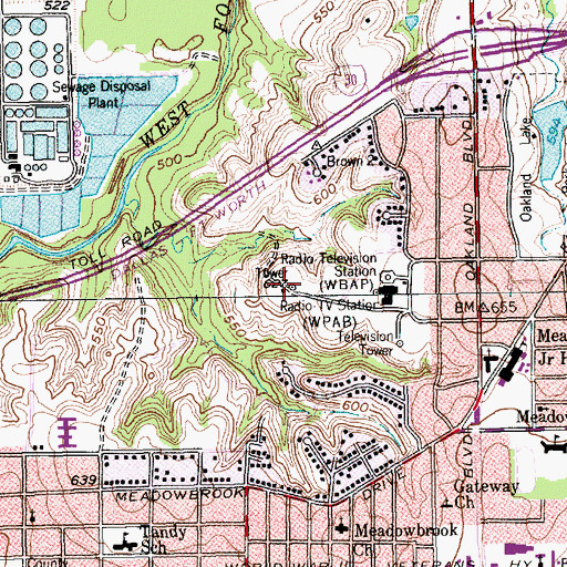 Topographic Map of KFWD-TV (Fort Worth), TX