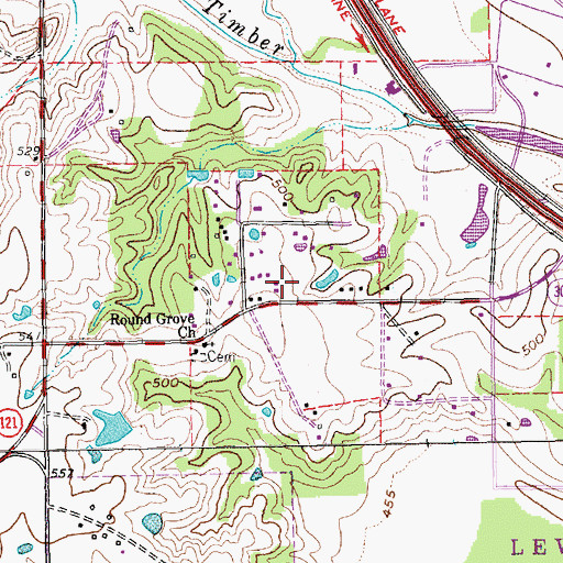 Topographic Map of KLDT-TV (Lake Dallas), TX