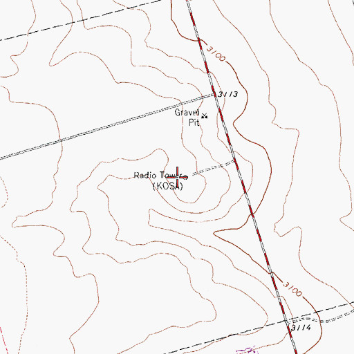Topographic Map of KOSA-TV (Odessa), TX