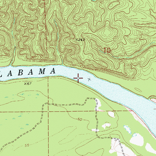 Topographic Map of Wilcox Bar, AL