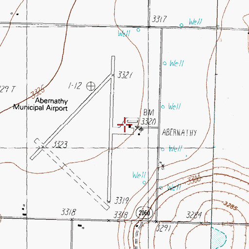 Topographic Map of Abernathy Municipal Airport, TX