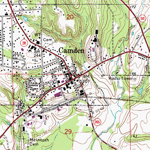 Topographic Map of Wilcox County Courthouse, AL
