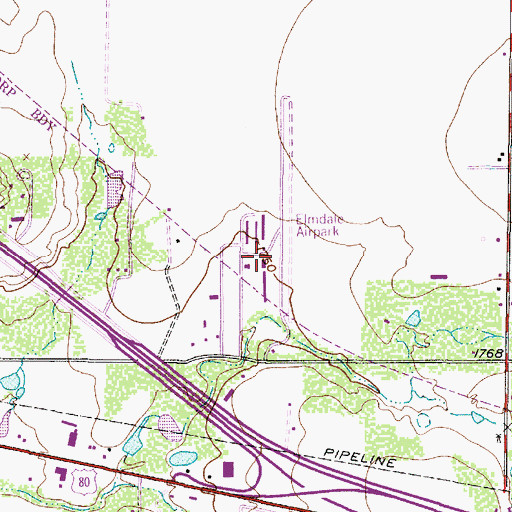 Topographic Map of Elmdale Airpark, TX