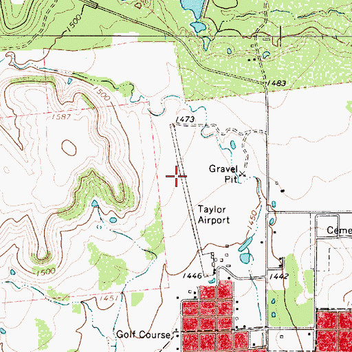 Topographic Map of Taylor Airport (historical), TX
