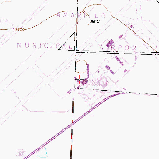 Topographic Map of Rick Husband Amarillo International Airport, TX