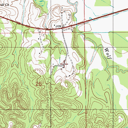 Topographic Map of Womacks Post Office (historical), AL