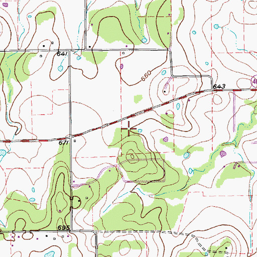 Topographic Map of Leroux Airport, TX