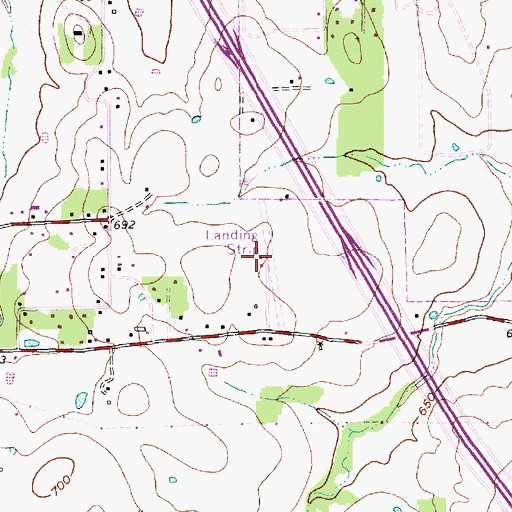 Topographic Map of Action Aero Airport (historical), TX