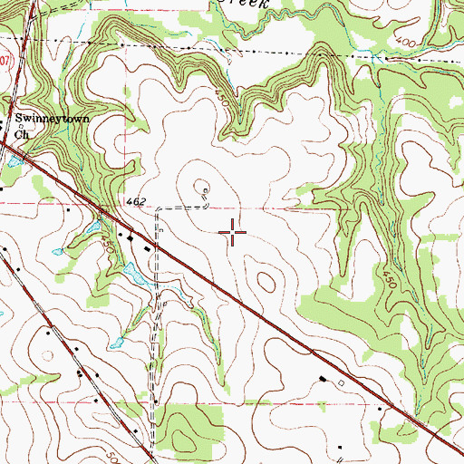 Topographic Map of Oaks Airport, TX