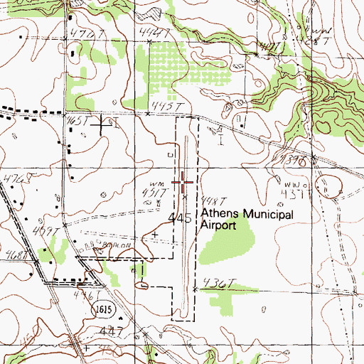 Topographic Map of Athens Municipal Airport, TX