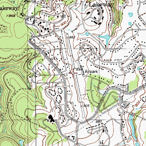 Topographic Map of Lakeway Airpark, TX
