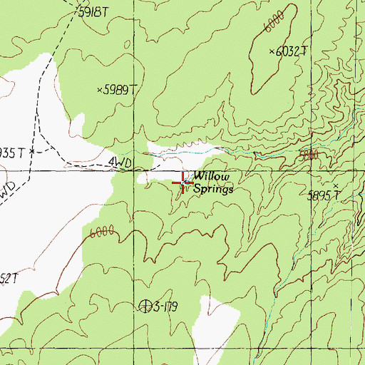 Topographic Map of Willow Spring, AZ