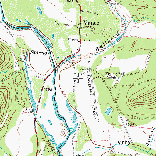 Topographic Map of Flying Bull Ranch Airport, TX