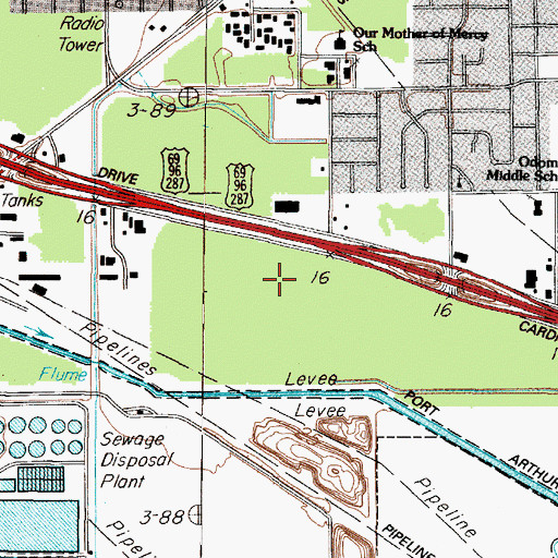 Topographic Map of Service Center Heliport, TX