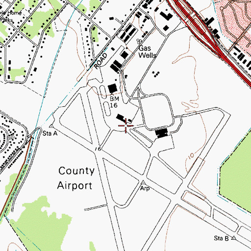 Topographic Map of Jack Brooks Regional Airport, TX