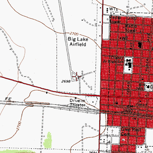 Topographic Map of Reagan County Airport, TX
