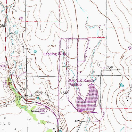 Topographic Map of Bar V K Airport, TX